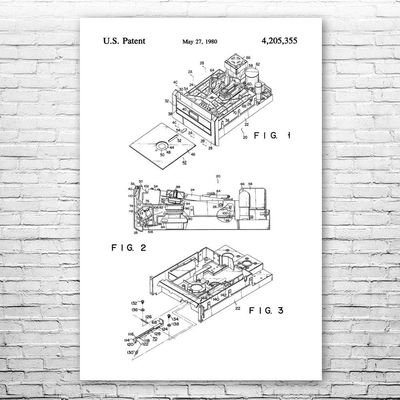 Floppy Disk Drive Poster Print, Computer Science Art, Programmer Gift, Disk Drive Art Print, Computer Lab Art Black & White (12 inch x 16 inch)