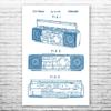 Boombox Tape Player Poster Print, Boombox Art, Radio Dj Gift, Music Art, Hip Hop Gift, Stereo Wall Art, Music Studio Art Blue & White (24 inch x 36 inch) view 1