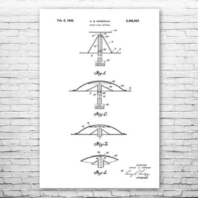 Broadband Antenna Poster Print, Radio Station Art, Network Engineer, Telecom Gift, Antenna Art Print, Ham Radio Gift Black & White (11 inch x 14 inch)
