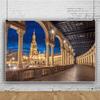 DORCEV 10x8ft Spain Square Backdrop Palatial Plaza Sevilla Spain Night Landscape Photography Background Virgin Mary Church World Travel Kids Adults Portraits Photo Studio Props view 3