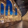 DORCEV 10x8ft Spain Square Backdrop Palatial Plaza Sevilla Spain Night Landscape Photography Background Virgin Mary Church World Travel Kids Adults Portraits Photo Studio Props view 4