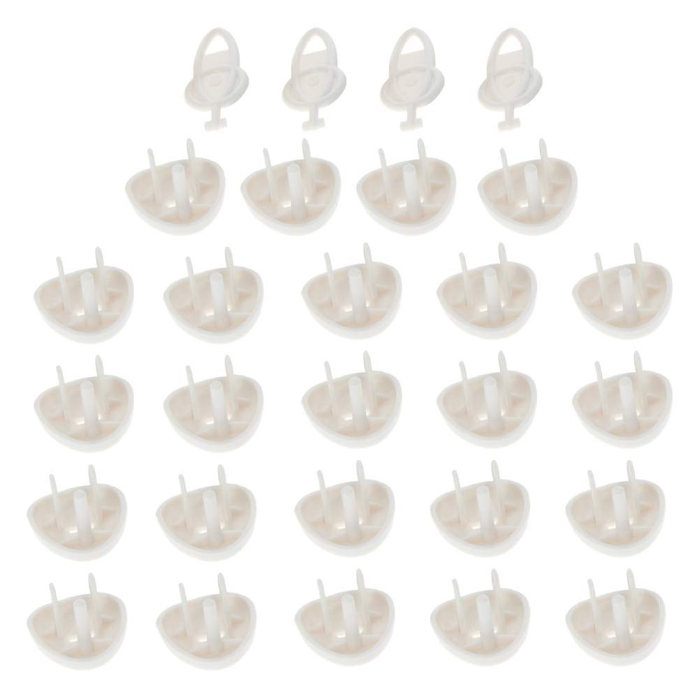 Fielect Outlet Plugs Covers Childproof Outlet Covers Protectors Electric Socket Cover Electrical Protector 3-Pin White, 24 Pcs Protection Cap + 4 Pcs Opener