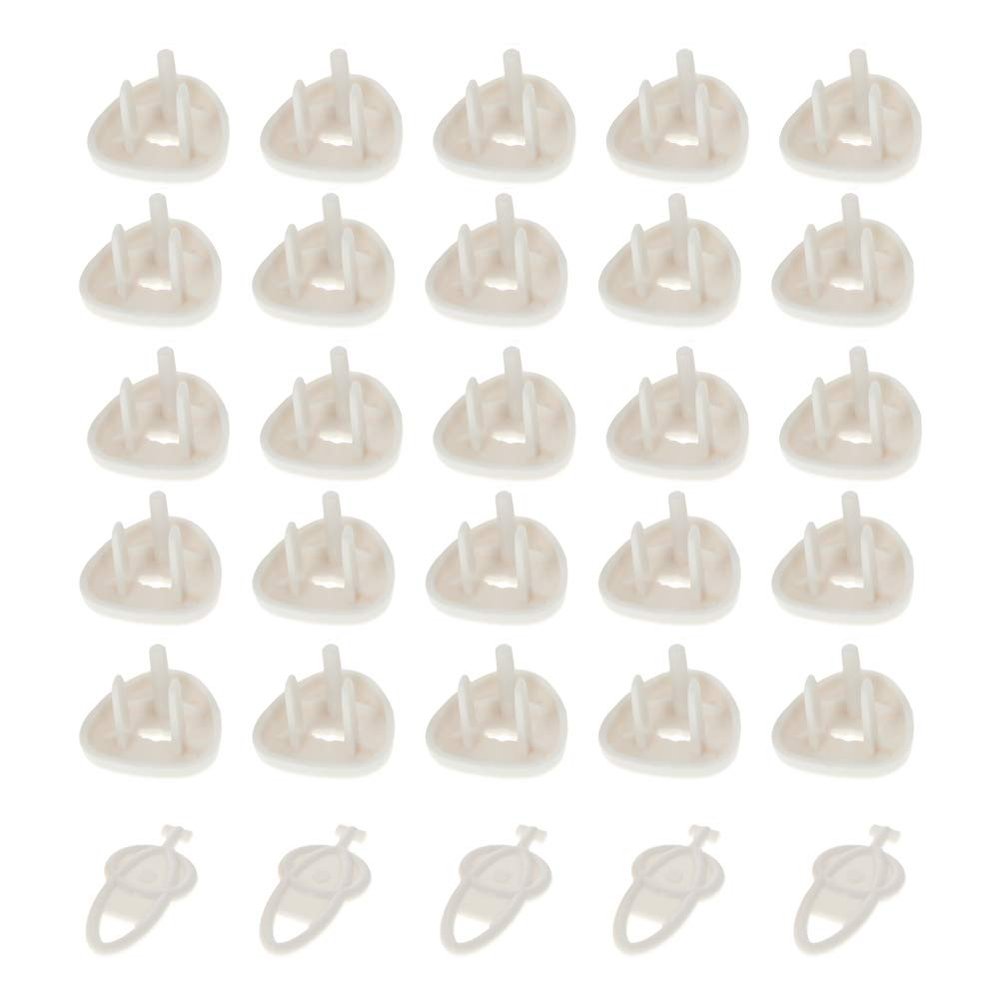 Fielect Outlet Plugs Covers Childproof Outlet Covers Protectors Electric Socket Cover Electrical Protector 3-Pin White, 25 Pcs Protection Cap + 5 Pcs Opener