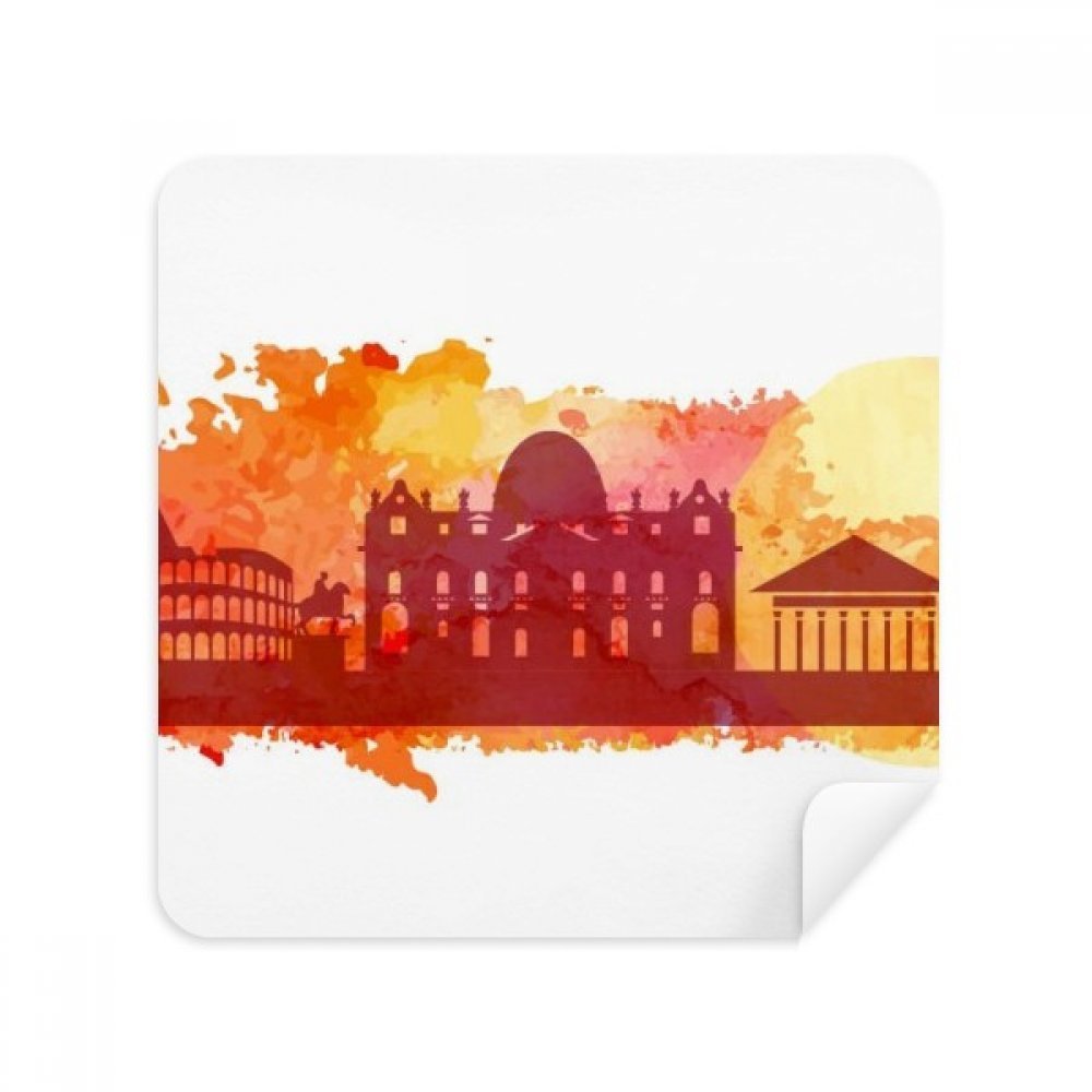 Rome Italy Yellow Watercolor Glasses Cloth Screen Cleaner Suede Fabric 2 Pack