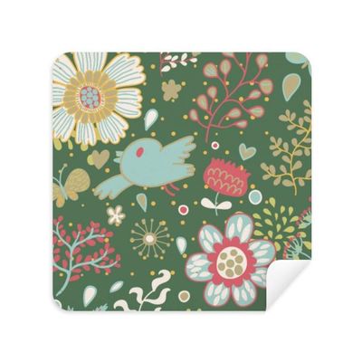 Dark Green Flower Paint Glasses Cloth Screen Cleaner Suede Fabric 2 Pack