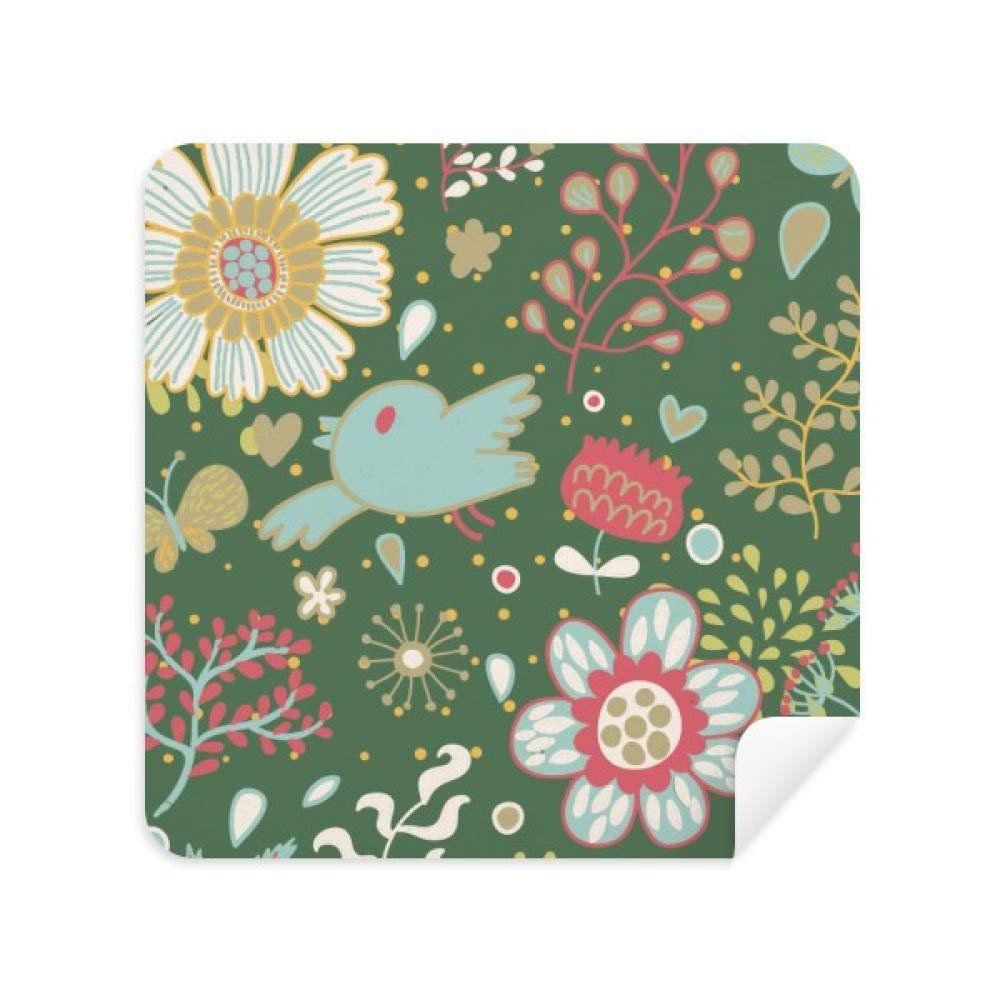 Dark Green Flower Paint Glasses Cloth Screen Cleaner Suede Fabric 2 Pack