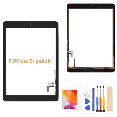 A-MIND for iPad 5 Air 1st A1474 A1475 A1476 Touch Screen Replacement Parts with Home Button Front Glass Panel LCD Not Include with Kits &Screen Protector (Black)