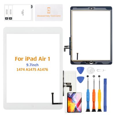 A-MIND for iPad 5 iPad Air 1 9.7" A1474 A1475 A1476 Touch digitizer Screen Replacement Parts (with Home Button) Front Glass Panel (LCD Not Include) with Kits (White)