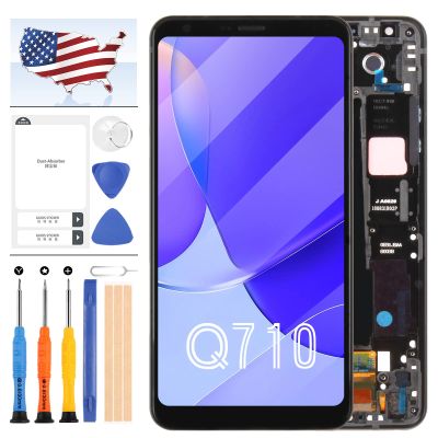 6.2" Screen Replacement for LG Stylo 4 / Q Stylus Q710 Q710MS Q710AL Q710US LCD Display Touch Digitizer Glass Panel Assembly Free Tools (Black with Frame)