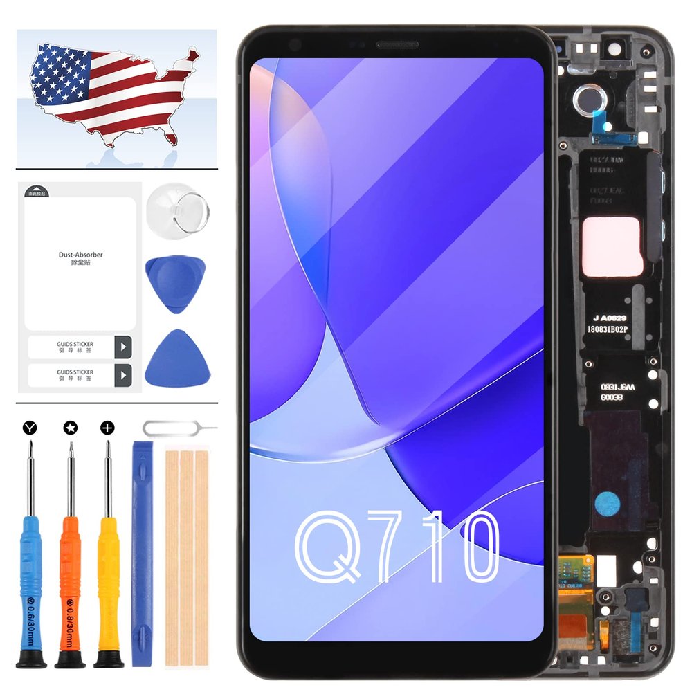 6.2" Screen Replacement for LG Stylo 4 / Q Stylus Q710 Q710MS Q710AL Q710US LCD Display Touch Digitizer Glass Panel Assembly Free Tools (Black with Frame)