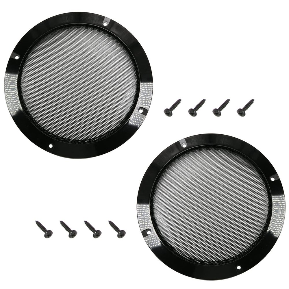 Fielect 2Pcs 8" Speaker Grill Cover Decorative Circle Subwoofer Grill Cover Guard Protector Audio Accessories Black Metal Trim with 8 Screws