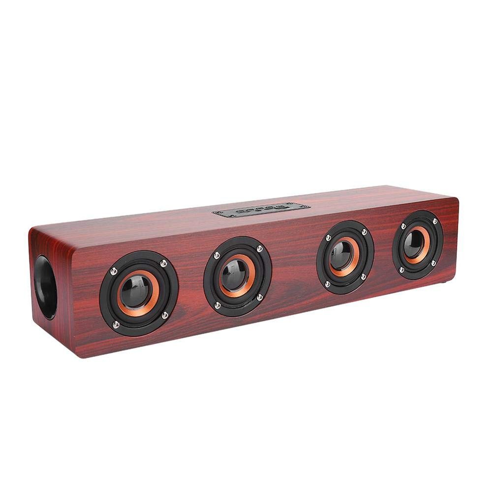 ciciglow Red Wood Grain Bluetooth Speaker, Portable Soundbar Speaker with 3W Subwoofer PC Phone Desktop Music Player