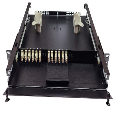 19" 1RU Rack Mount, Steel, 24 Fiber LC/OM1 62.5 (Beige) Adapters, Patch Only
