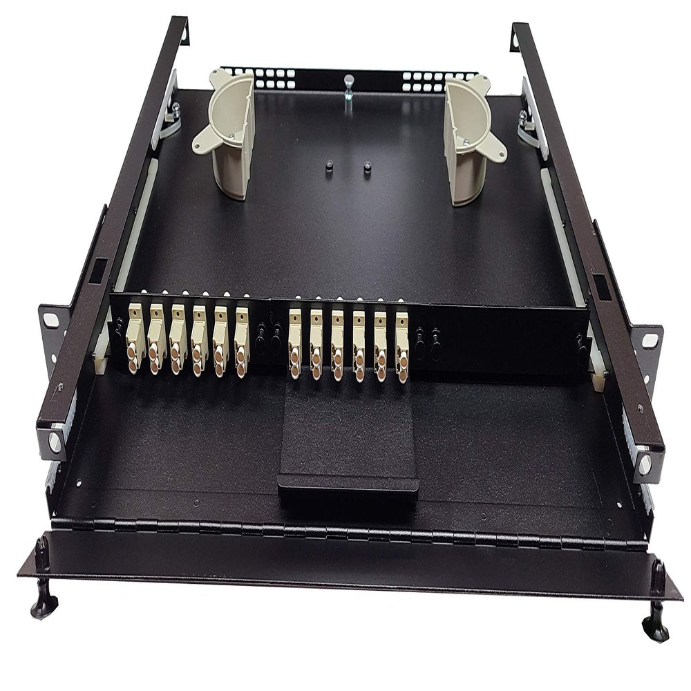 19" 1RU Rack Mount, Steel, 24 Fiber LC/OM1 62.5 (Beige) Adapters, Patch Only