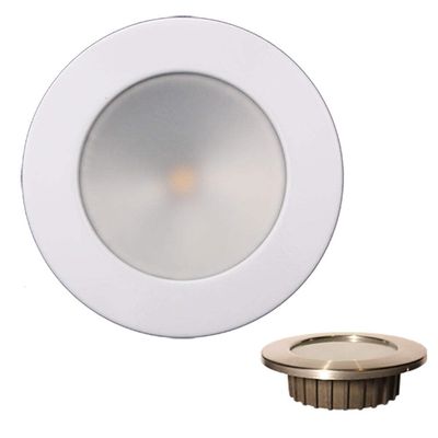 Lunasea Zero EMI Recessed 3.5 LED Light - Warm White w/White Stainless Steel Bezel - 12VDC