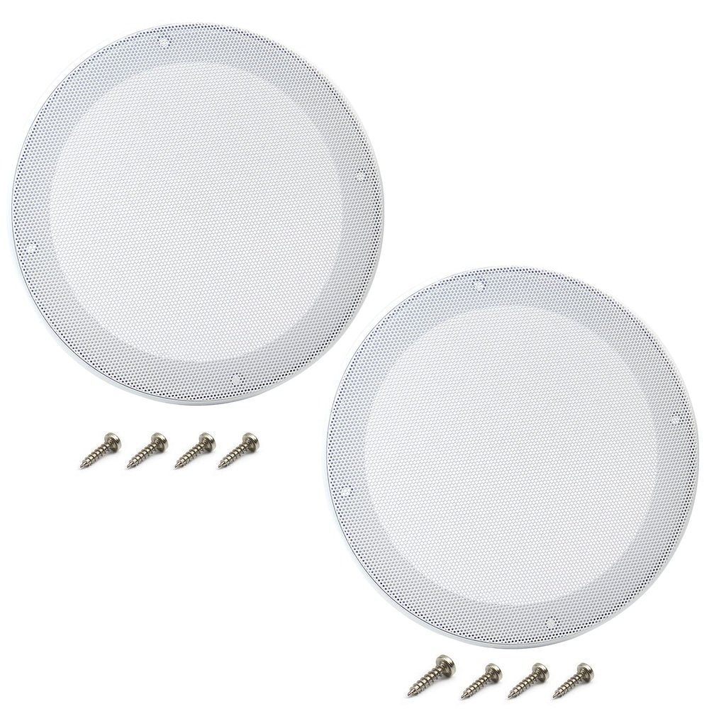 Fielect 2Pcs 6.5" Speaker Grill Covers White SubWoofer Grill Cover Guard Protector Speaker Grills Mesh Round Speaker Grille Woofer Car Speaker Grills Cover with 8 Screws