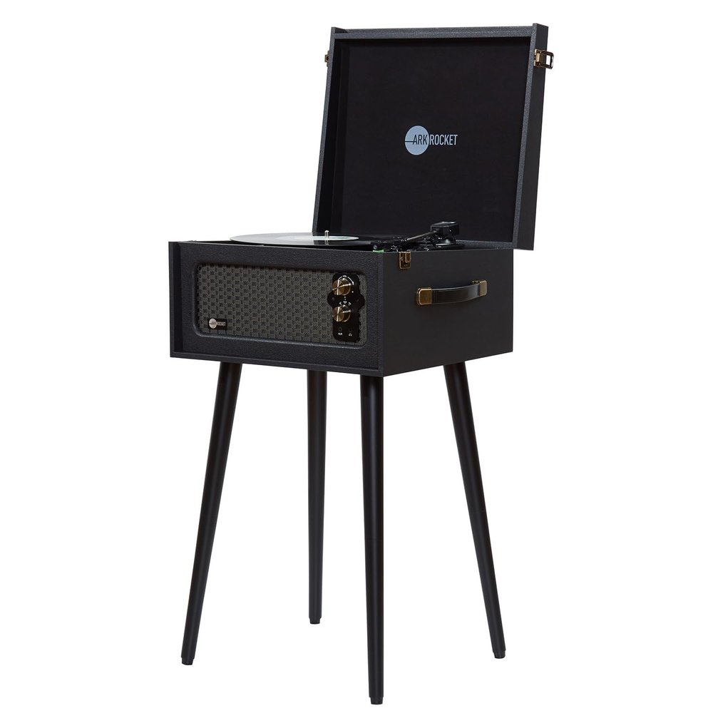Arkrocket Discovery II 3-Speed Bluetooth Record Player Retro Console Turntable with Built-in Speakers and Removable Legs (Black)
