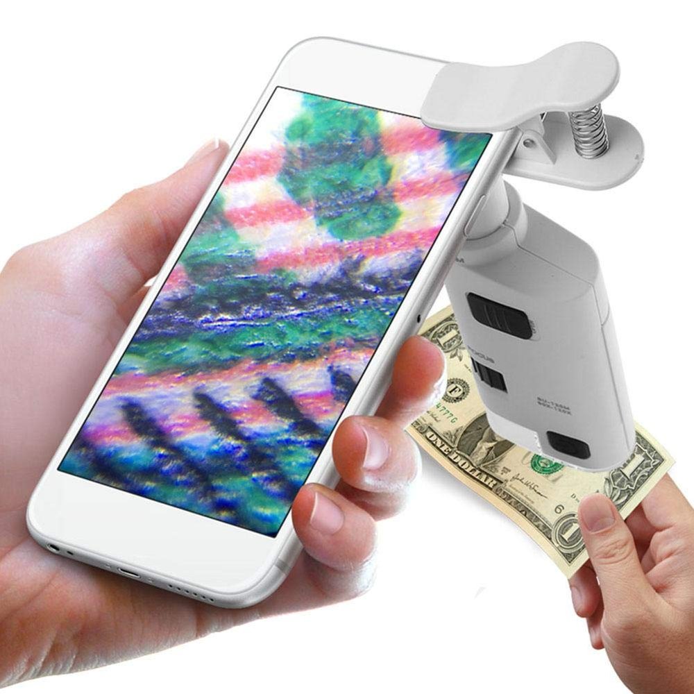 80-120X Clip-On LED Cell Phone Microscope Mini Smart Phone Lens Microscope Magnifier Universal Lens with LED/ Lights
