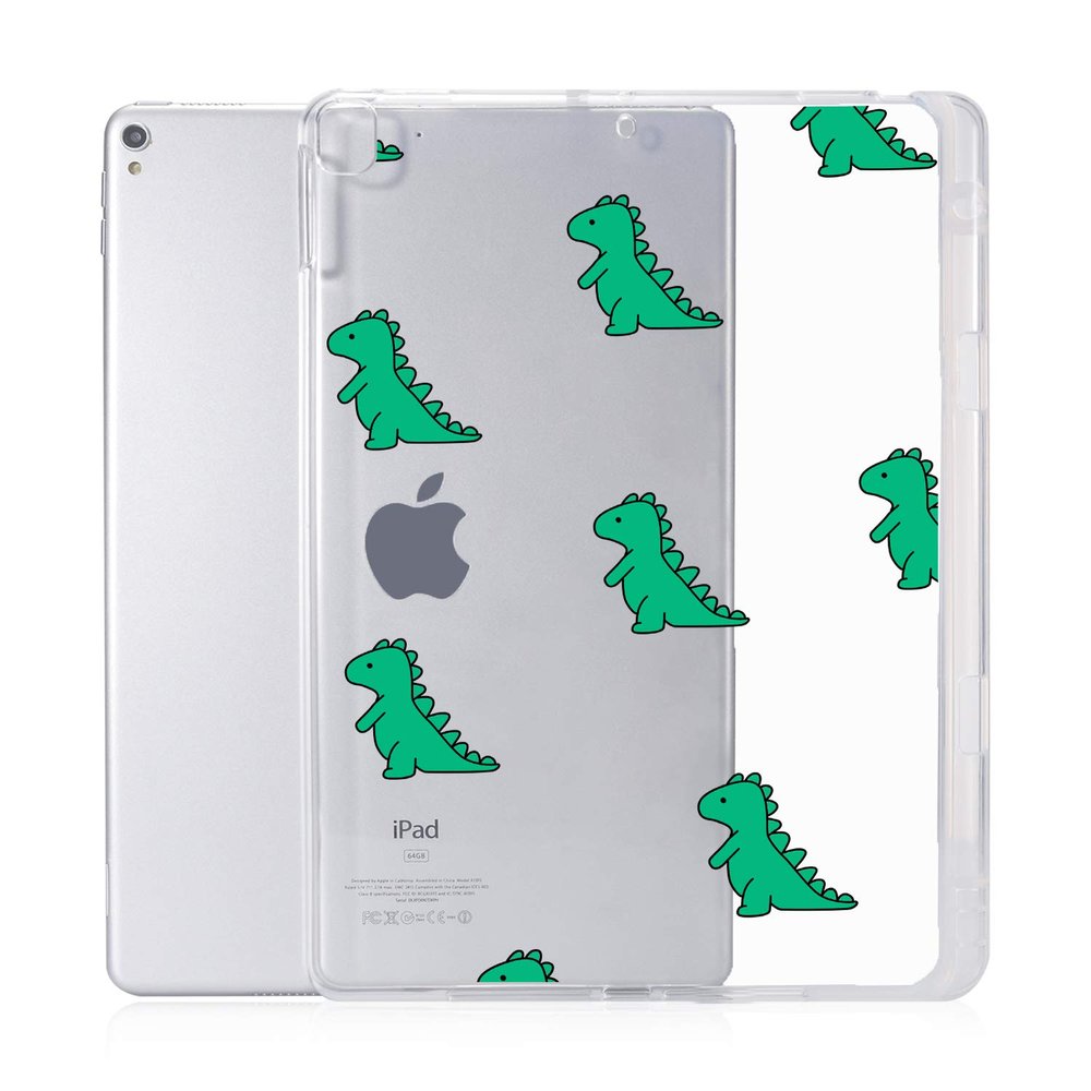 JOYLAND Dinosaur Pad Case Cover for iPad 7th/8th/9th Generation Clear Case Green Dinosaur Flexible Soft Transparent TPU with Pencil Holder Shell Cover for 10.2" iPad 2019/2020/2021