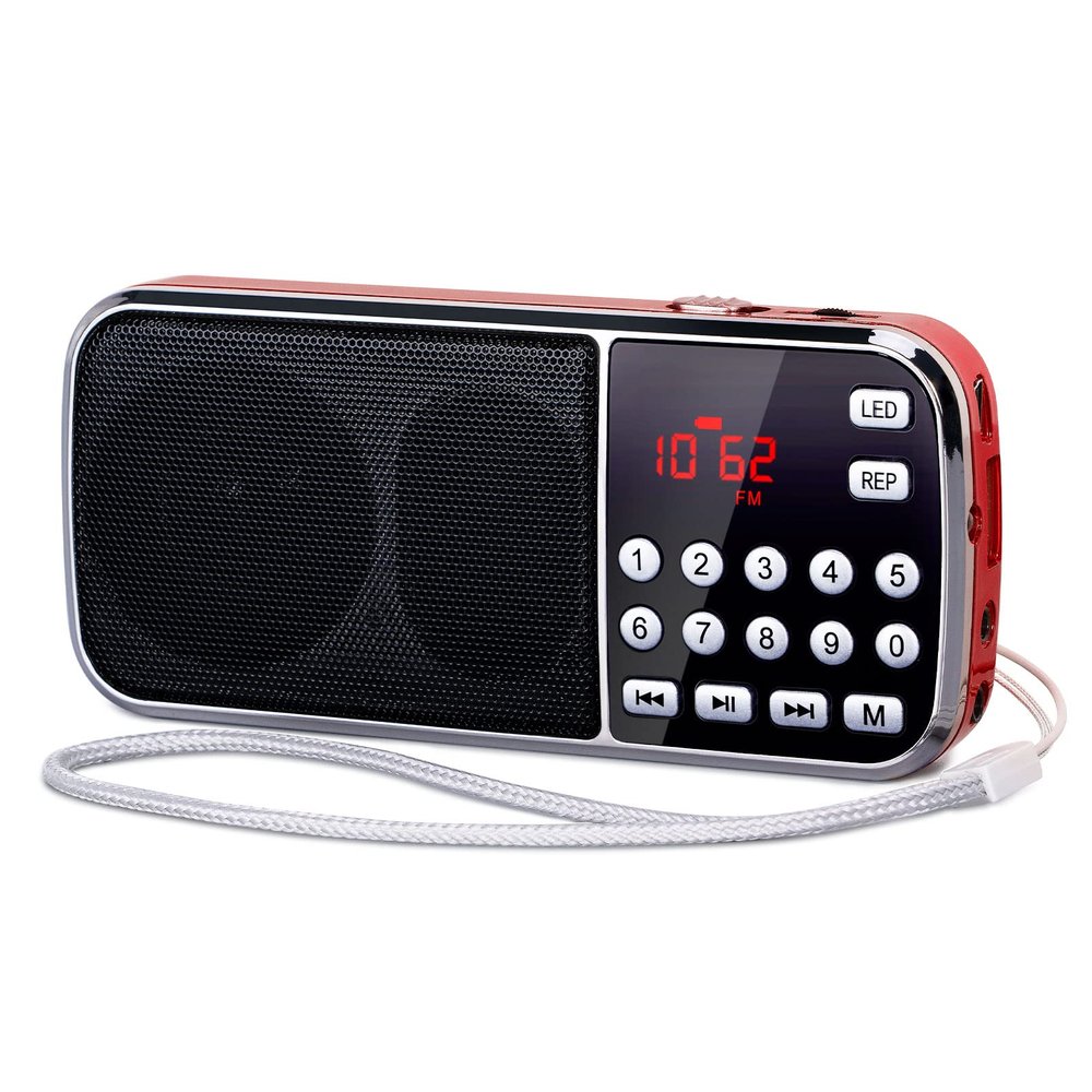 PRUNUS J189 Mini Bluetooth AM FM Radio, TF Card/USB/AUX Playback with Bass