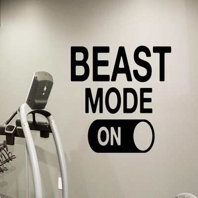 Beast Mode On Wall Decal Sign Gym Motivational Decor Healthy Lifestyle Gym Decor Fitness Vinyl Sticker Fitness Motivation Sports Wellness Gym Wall Art Design Gym Quote Wall Art Mural 55fit