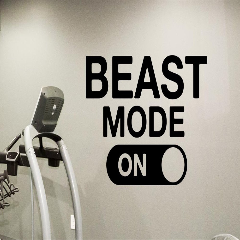 Beast Mode On Wall Decal Sign Gym Motivational Decor Healthy Lifestyle Gym Decor Fitness Vinyl Sticker Fitness Motivation Sports Wellness Gym Wall Art Design Gym Quote Wall Art Mural 55fit