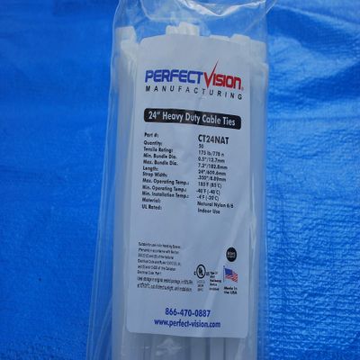 50 PERFECT VISION White Cable Ties Zip Wraps 24 INCHES Satellite/Cable CT24NAT