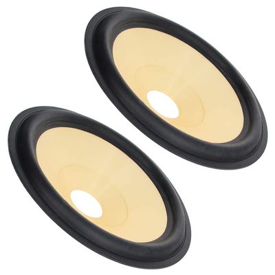Fielect 2Pcs 8 inches Paper Speaker Cone Subwoofer Cones Drum Paper 1.5 inches Inner Diameter with Rubber Surround Yellow