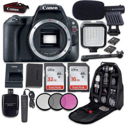 Canon EOS Rebel SL2 DSLR Camera (Body Only) + LED Light + Microphone + Video Accessory Bundle (Renewed)