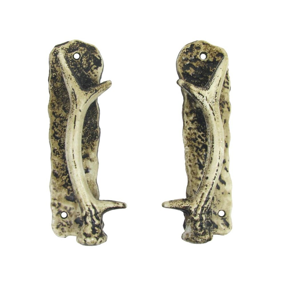 TG,LLC Cast Iron Deer Antler Sliding Door Handle Set Metal Drawer Pull Hunting Cabin Home Decor