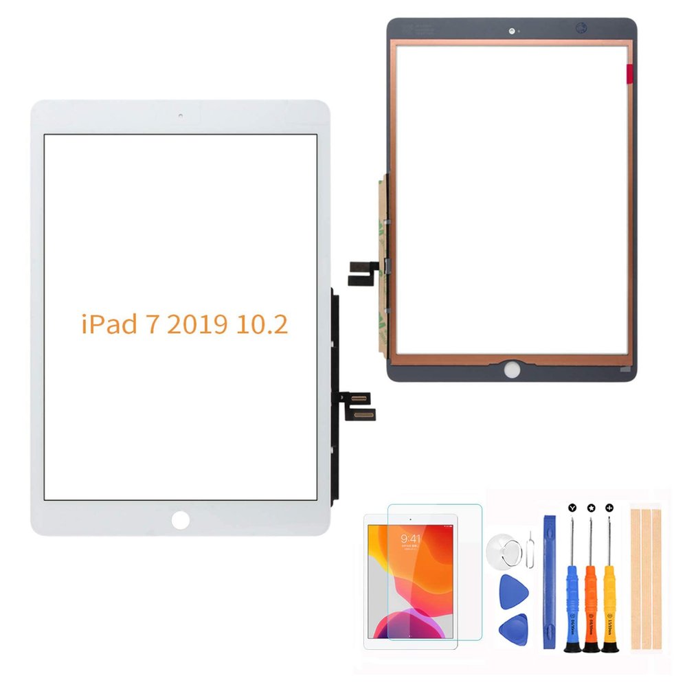A-MIND for iPad 7 ipad 2019 10.2" A2197 A2198 A2200 Touch Screen Replacement LCD not Included, No Instructions Front Glass Panel Replacementwith Free Tool Kits & Screen Protector(White)