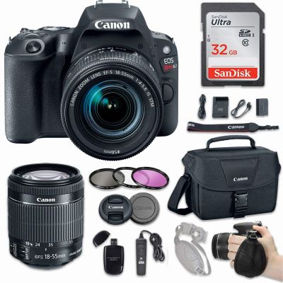 Canon EOS Rebel SL2 DSLR Camera with EF-S 18-55mm f/4-5.6 is STM Lens + Sandisk 32GB SDHC Card + Canon Bag Case + 3 Pc. UV CPL FLD Filter Kit (Renewed)