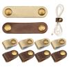 10 Pcs Cord Organizer, Portable Leather Cable Cord Stocking Stuffers for Men USB Straps Earphone Winder with Leather Handmade (Brown/white) view 1
