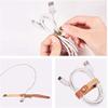 10 Pcs Cord Organizer, Portable Leather Cable Cord Stocking Stuffers for Men USB Straps Earphone Winder with Leather Handmade (Brown/white) view 4