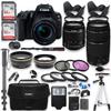 Canon EOS Rebel SL2 DSLR Camera with Canon 18-55mm is STM Lens & 75-300mm III Lens Kit + Canon Case + 64GB Memory + Filters + Macros + Monopod + 50" Tripod + Professional DSLR Bundle (Renewed) view 1