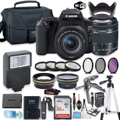 Canon EOS Rebel SL3 (White) DSLR Camera Bundle with Canon EF-S 18-55mm STM Lens + 32GB Sandisk Memory + Canon Case + High Speed Slave Flash + Accessory Bundle (Renewed)