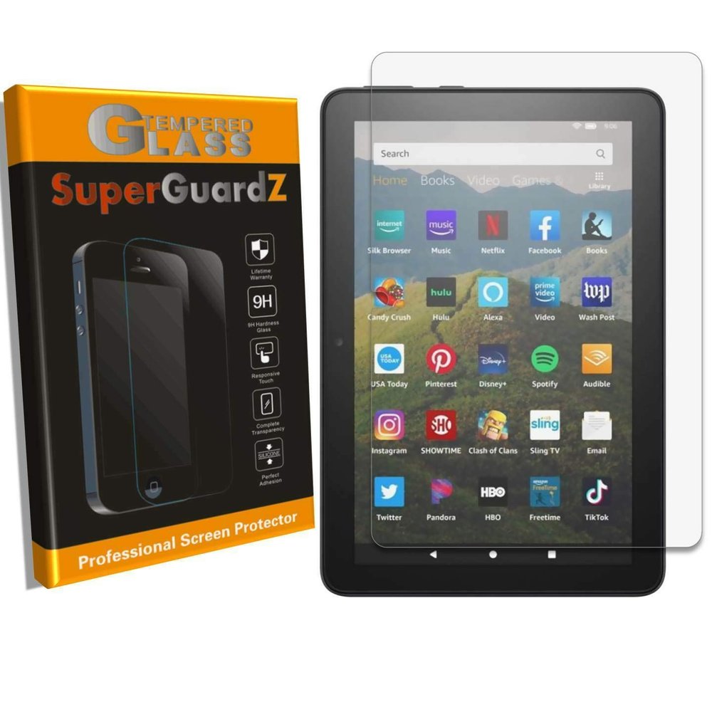 [2-PACK] For Fire HD 8 (12th/10th Gen, 2022/2020) / Fire HD 8 Plus (12th/10th Gen, 2022/2020) / Fire HD 8 Kids (12th/10th Gen, 2022/2020) Screen Protector [Tempered Glass], SuperGuardZ, Anti-Scratch, Anti-Bubble