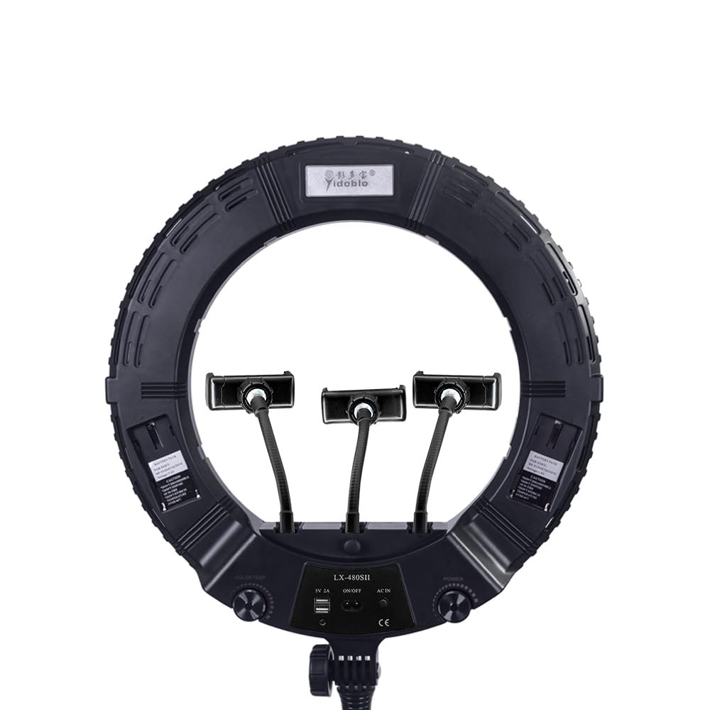 Yidoblo 18 Inch Ring Light with Tripod Stand YouTube LED TikTok Ringlight Kit Color Temperature 3200K to 5500K Makeup Ringlights with Phone Holder Remote Carry Bag Camera Cellphone Video Shoot Selfie