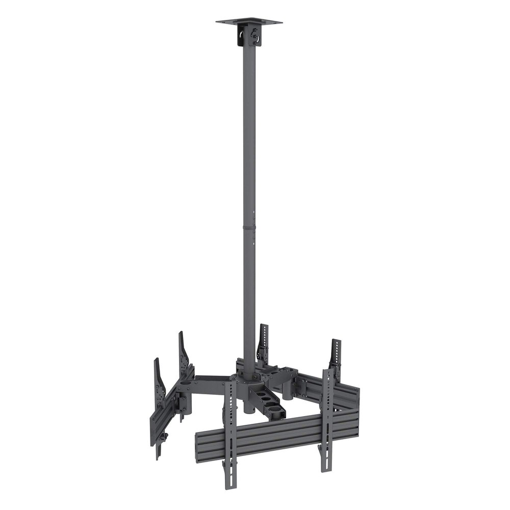 Mount-It! Triple Screen TV Ceiling Mount | Multi-Display Commercial Grade Ceiling Bracket for Three Flat Screen Displays | Adjustable Height, Fits Up to 600x400, 198 Lbs Capacity