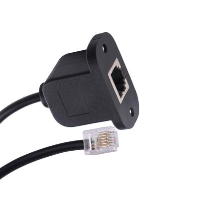 0.8FT RJ11/RJ12 6P6C Female to Male Extention Panel Mount Adapter Cable (6P6C)
