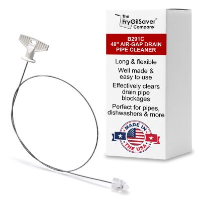 48" Air-Gap Drain Brush - Flexible Dishwasher and Sink Cleaner Tool for Home and Commercial Kitchen - Long Pipe Snake for Garbage Disposal, Shower, Hair Clog Remover - B291C by FryOilSaver Co.