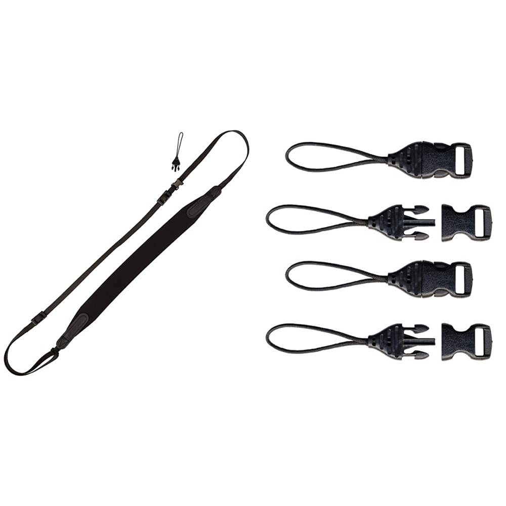 OP/TECH USA 3401002 Compact Sling for Cameras (Black) & USA 1301082 Mini QD Loops - 1.5mm - System Connectors