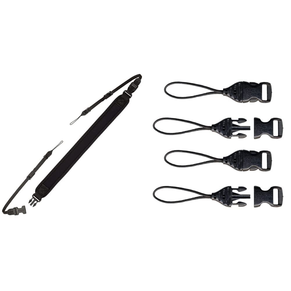 OP/TECH USA Mirrorless Strap - Camera Strap with Quick Disconnects for Lightweight Mirrorless Cameras (Black) & USA 1301082 Mini QD Loops - 1.5mm - System Connectors