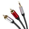 Nanxudyj 3.5mm to 2RCA Audio Cable 3ft,Nylon-Braided 3.5mm AUX to 2RCA Audio Cable for Stereo Receiver Speaker Smartphone Tablet HDTV MP3 Player & More Stereo Cable Audiophiles Headphone 2RCA Cable view 1