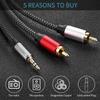 Nanxudyj 3.5mm to 2RCA Audio Cable 3ft,Nylon-Braided 3.5mm AUX to 2RCA Audio Cable for Stereo Receiver Speaker Smartphone Tablet HDTV MP3 Player & More Stereo Cable Audiophiles Headphone 2RCA Cable view 2