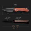 CIVIVI Elementum Pocket Knife, Folding Knife for EDC with 2.96" D2 Black Stonewashed Blade Cuibourtia Wood Handle, Flipper Knife with Clip for Men C907U view 3
