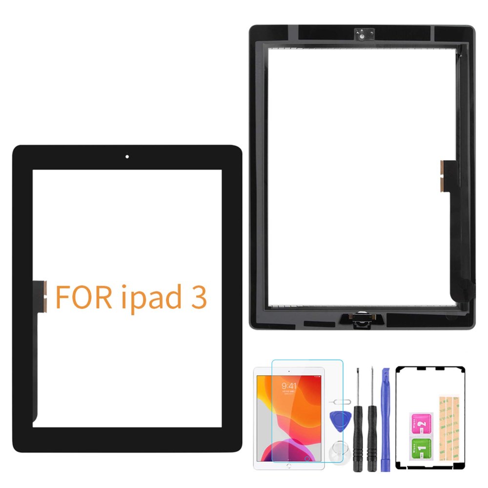 A-MIND for iPad 3 A1416 A1430 A1403 Touch Screen Replacement,with Free Tool Kits+Screen Protector (No LCD, No Instructions) Front Glass Panel Replacement (Black)
