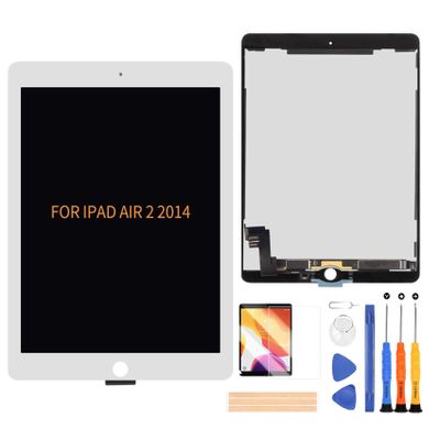A-MIND for iPad Air 2 9.7" A1566 A1567 2014 2nd Gen LCD Display Touch Screen Digitizer Replacement Assembly Tablet Front Panel & LCD Screen Repair,with Tool Set + Screen Protector (White)