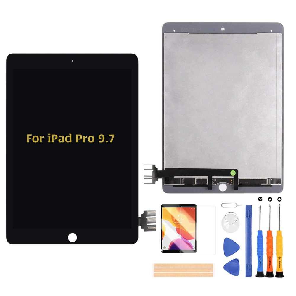 A-MIND for iPad Pro 9.7 2016 A1673 A1674 A1675 LCD Display Touch Screen Assembly Replacement Parts, Tablet Front Panel & LCD Screen Repair,with Free Tool Set + Screen Protector (Black)