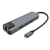 5 in 1 Multifunctional USB Type C Hub Hdmi 4K USB C Hub to Gigabit Ethernet Rj45 Lan Adapter 3 USB-C Charger;gray Candybarbar view 1